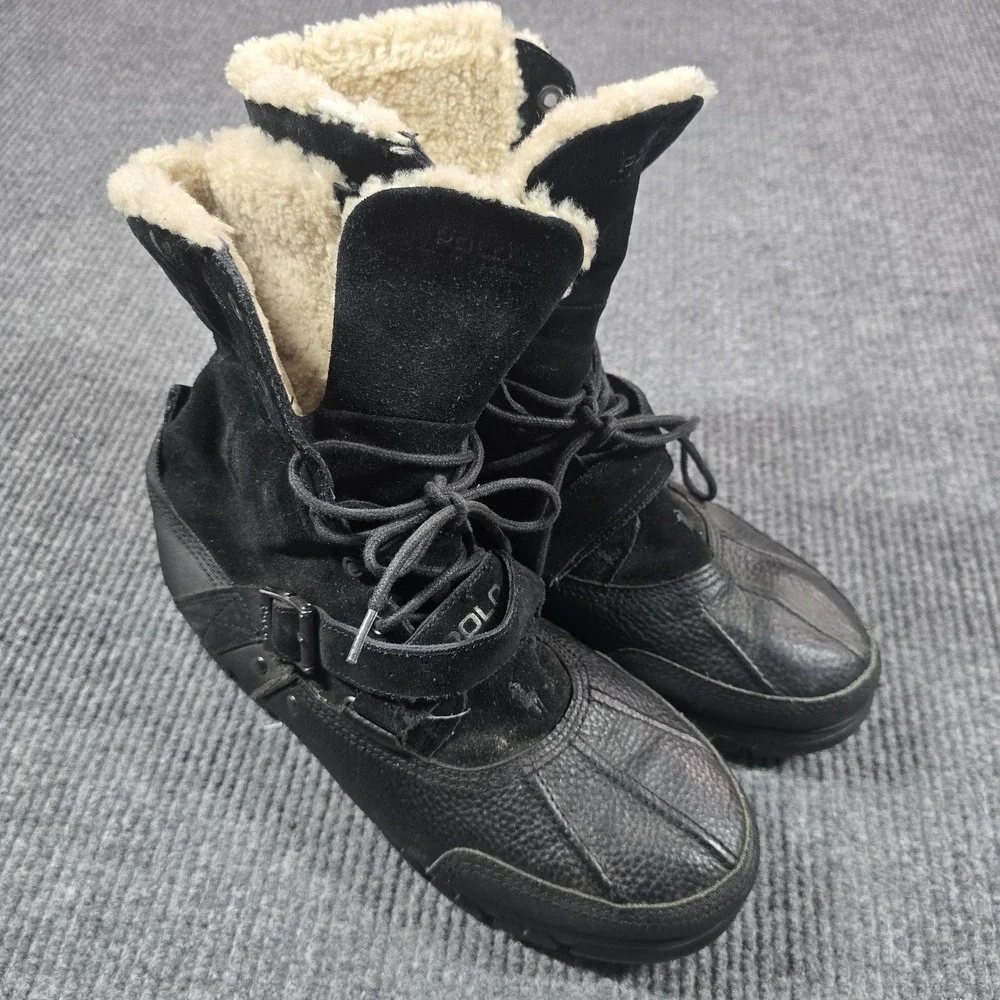 Polo Ralph Lauren Ranger Mid Boots Mens Size 10 Black Shearling Lined Snow‎